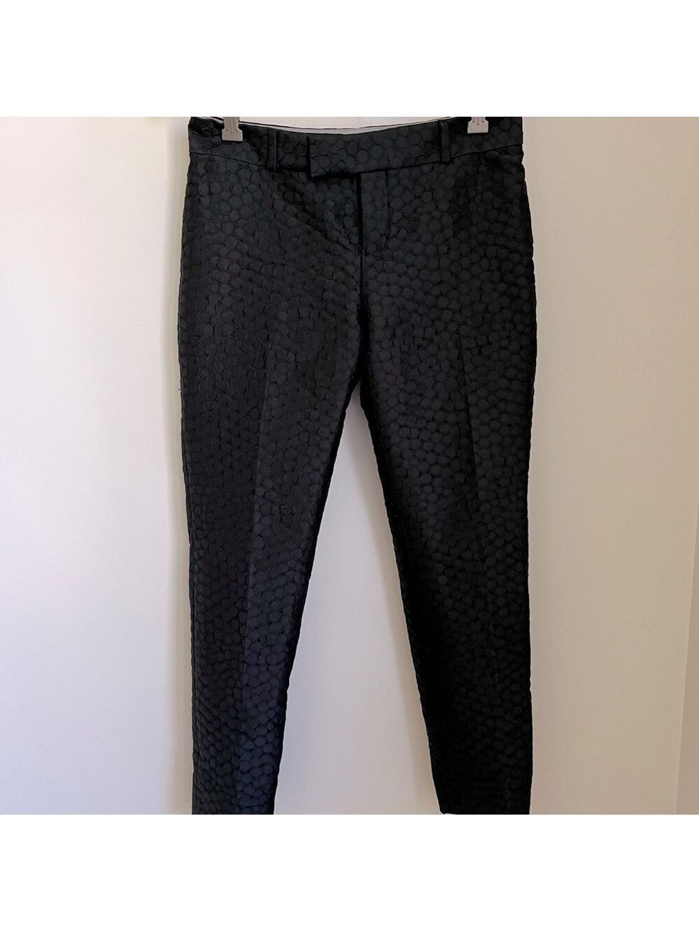 Nwt Banana Republic Women’s Black Circle Textured Cropped Slim Leg Lined Pant 0